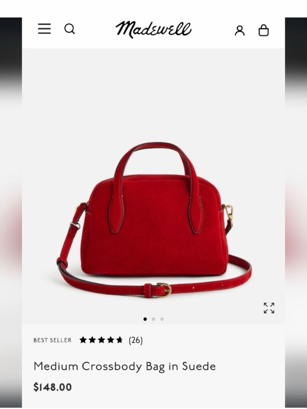 Madewel Soft Suede Small Satchel in Red